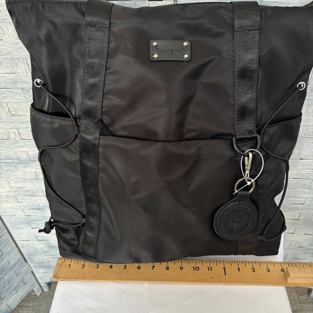 Bearpaw Black Nylon Tote Bag Convertible‎ Backpack Straps Travel Work - Picture 5 of 7